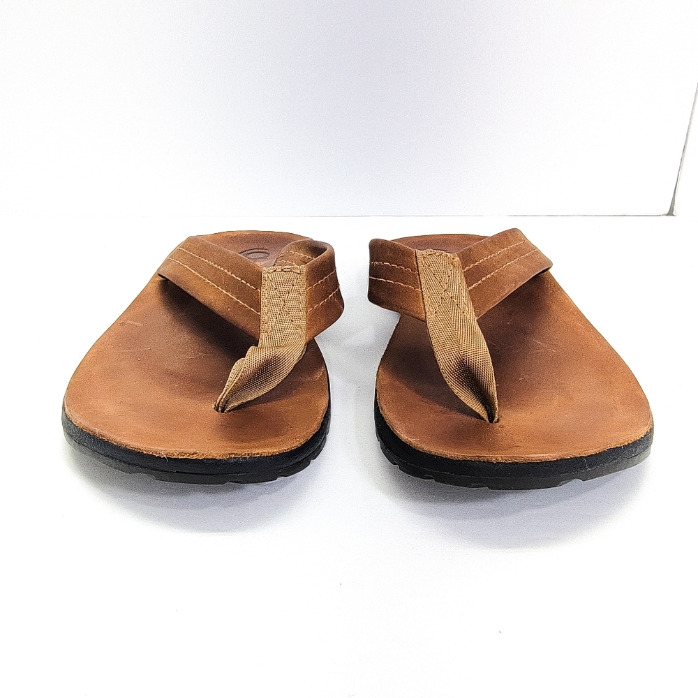 Chaco Vibram Women Sz.6 Brown Vegan Leather Thong Flip Flop Sandals - Picture 2 of 8